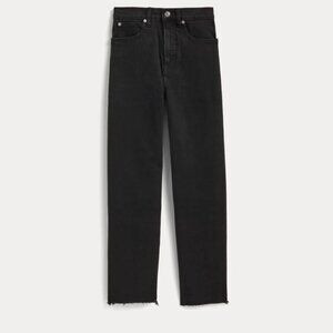 EVERLANE - The Way-High Straight Leg Jean Black Denim Raw Hem - Size 23